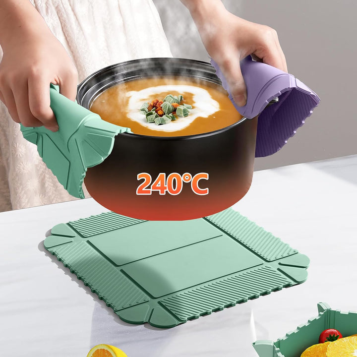 Magnetische Silikon Topfuntersetzer, 3er Set Klappbarer Hitzebeständig Untersetzer (240°C), Magnetis