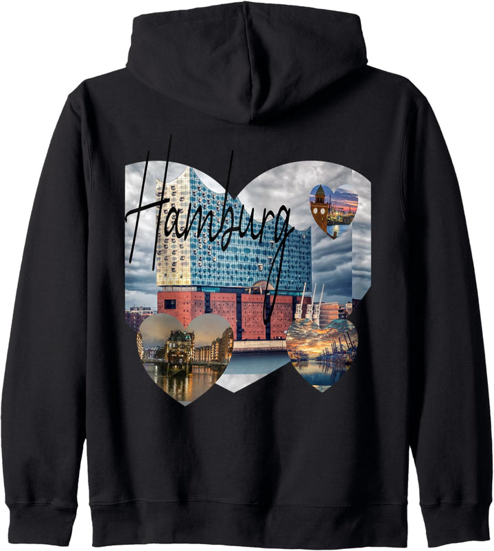 HAMBURG Fotoschrift mit Herz, norddeutsch und Moin Hamburg Kapuzenjacke