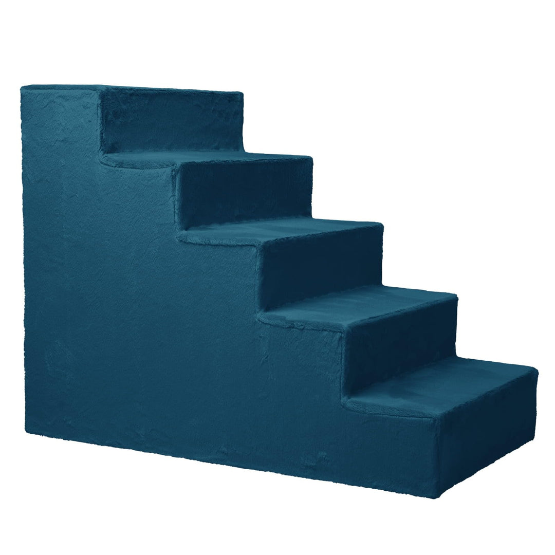 Mg Design Hundetreppe 5 Stufen in Blau – Stabiler Holzrahmen, gelenkschonend, leicht & mobil, für So