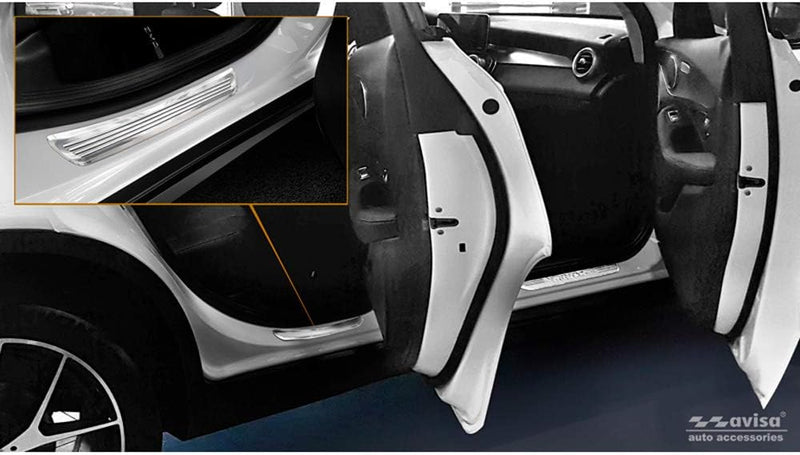 Avisa INOX Door sill Protectors Compatible with Mercedes GLC/GLC Coupe 2015-2019 & FL 2019-2-Pieces