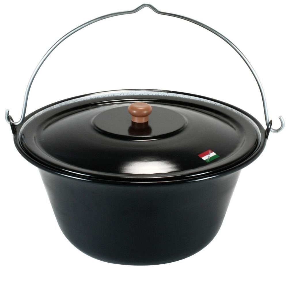 GRILLPLANET ungarischer Gulaschkessel 15 Liter mit Deckel emailliert, Gulaschtopf Set