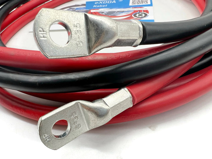 eXODA Batteriekabel Set 35 mm² 300cm mit Kabelschuhen M8 Rot und Schwarz 35 mm² 300cm M8 Rot Schwarz