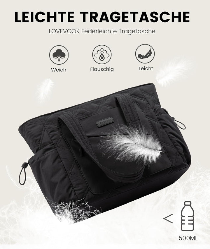 LOVEVOOK Shopper Tasche Damen Gross, Arbeitstasche Leicht Handtasche Puffer Tote Work Bag 15,6/17,3