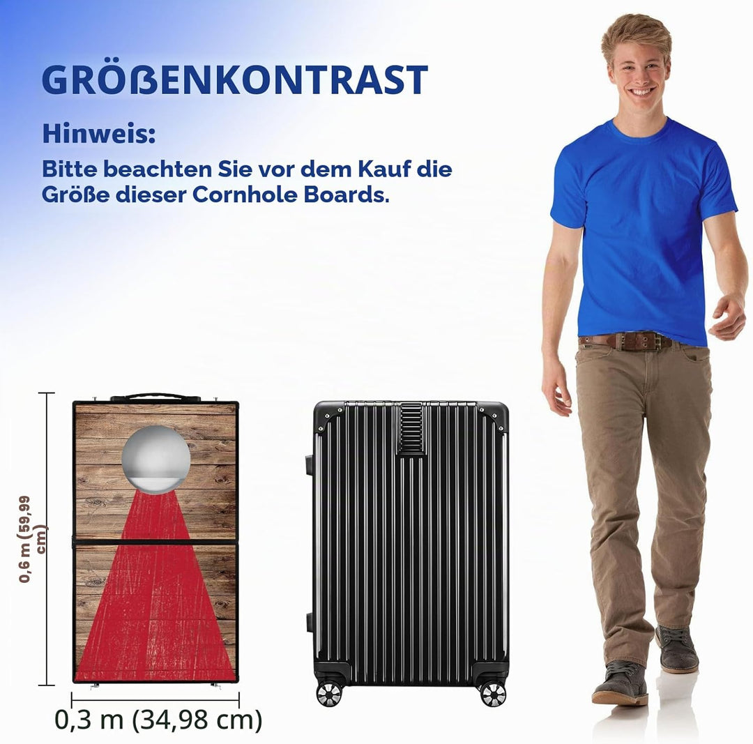 NZQXJXZ Langlebiges Aluminium Cornhole Spiel Outdoor Cornhole Säckchen mit 6 Bohnensäcke & Tragetasc