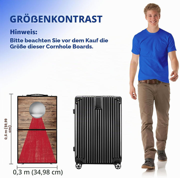 NZQXJXZ Langlebiges Aluminium Cornhole Spiel Outdoor Cornhole Säckchen mit 6 Bohnensäcke & Tragetasc