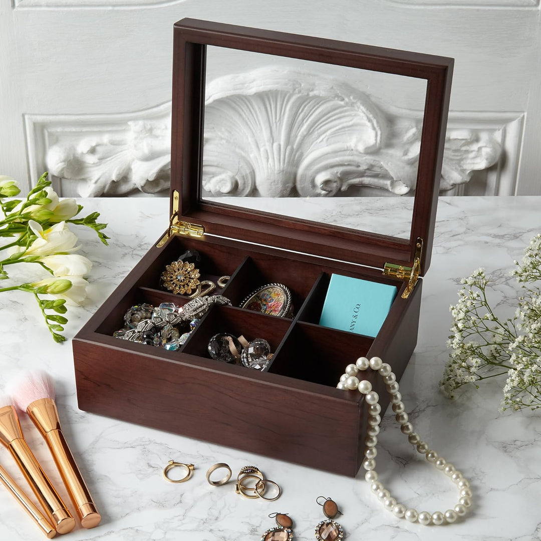 Apace Living Tee Box Luxeriöse Tee Aufbewahrung Box Holz – 6 Fächer für die Aufbewahrung von Teebeut