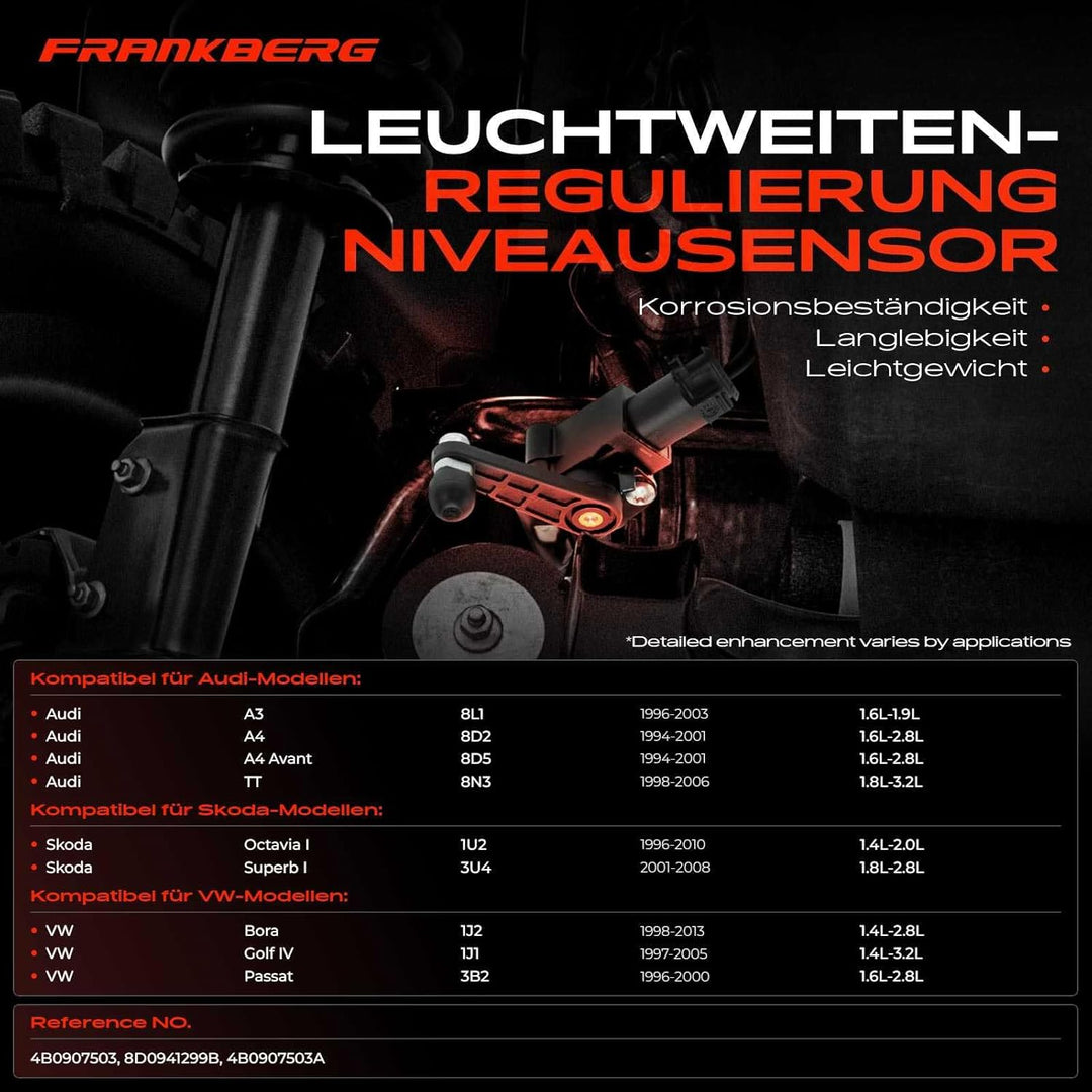 Frankberg Niveausensor Leuchtweitensensor mit Halter für A3 A4 A6 A8 TT Bora Golf IV P-a-s-s-a-t Var
