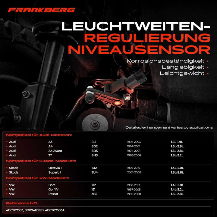 Frankberg Niveausensor Leuchtweitensensor mit Halter für A3 A4 A6 A8 TT Bora Golf IV P-a-s-s-a-t Var