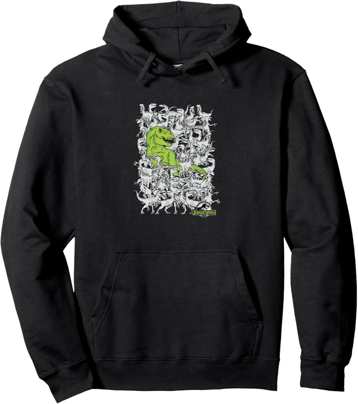 Jurassic World T-Rex & Velociraptors Hidden Rex Pullover Hoodie