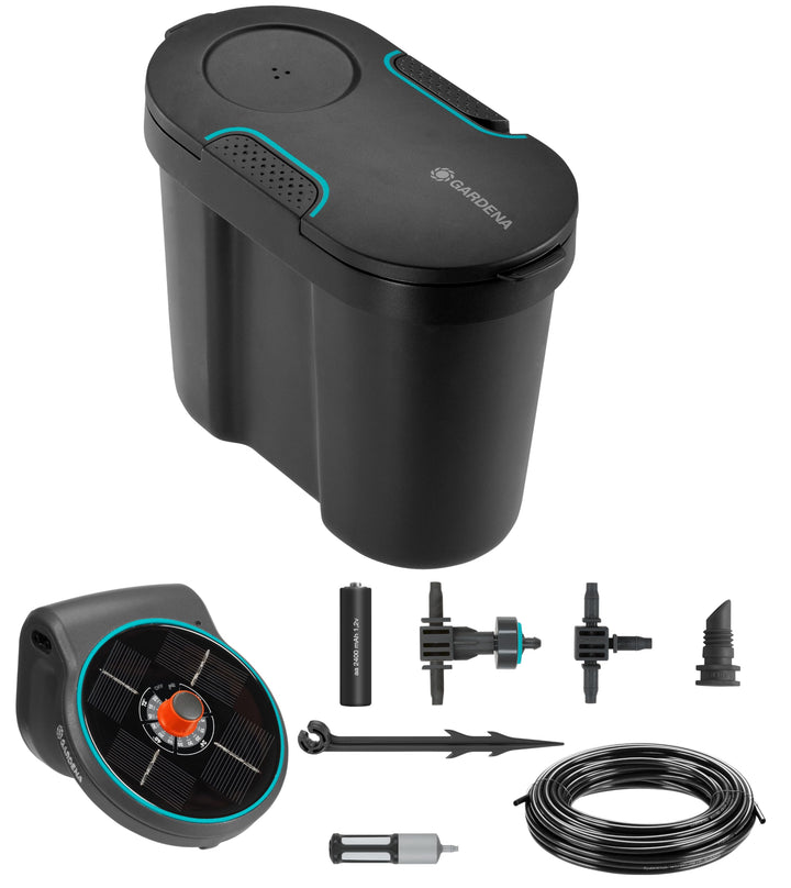 Gardena Solar-Bewässerung AquaBloom Set inkl. Wasserreservoir: Solarbetriebenes Bewässerungsset für