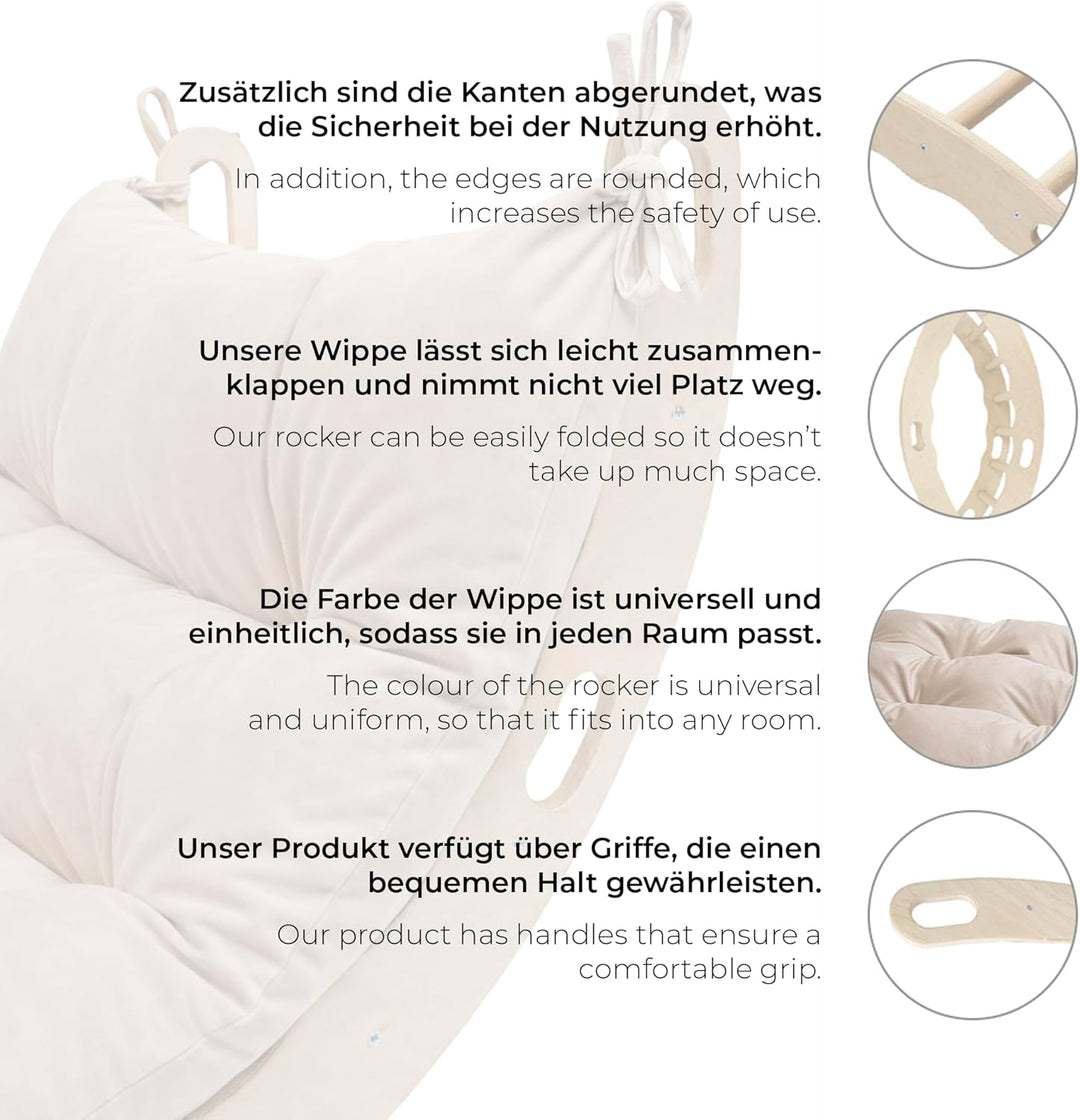 MAMOI® Kletterbogen mit Kissen | Kissen aus Baumwolle | Klettergerüst aus Holz | Kletterdreieck | Ho