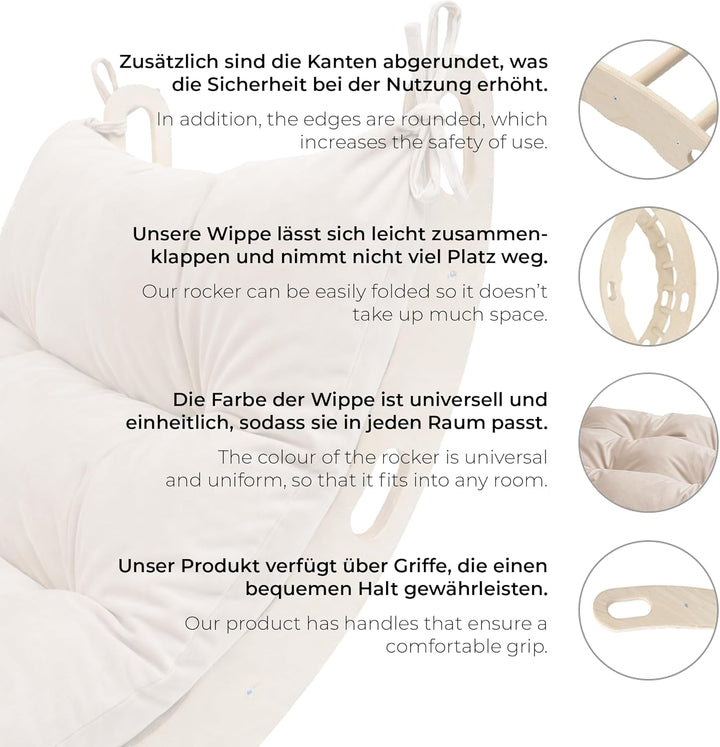 MAMOI® Kletterbogen mit Kissen | Kissen aus Baumwolle | Klettergerüst aus Holz | Kletterdreieck | Ho