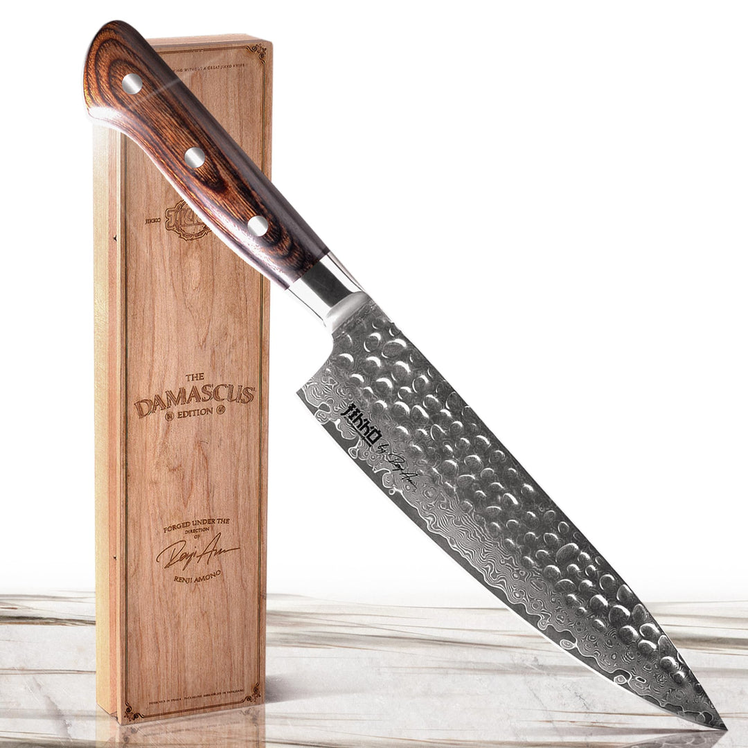 JIKKO Japanisches Damast-Kochmesser – 33cm aus japanischem VG-10 Hochkohlenstoff-Edelstahl | 67 Lage