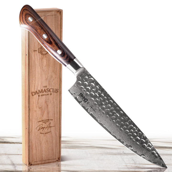 JIKKO Japanisches Damast-Kochmesser – 33cm aus japanischem VG-10 Hochkohlenstoff-Edelstahl | 67 Lage
