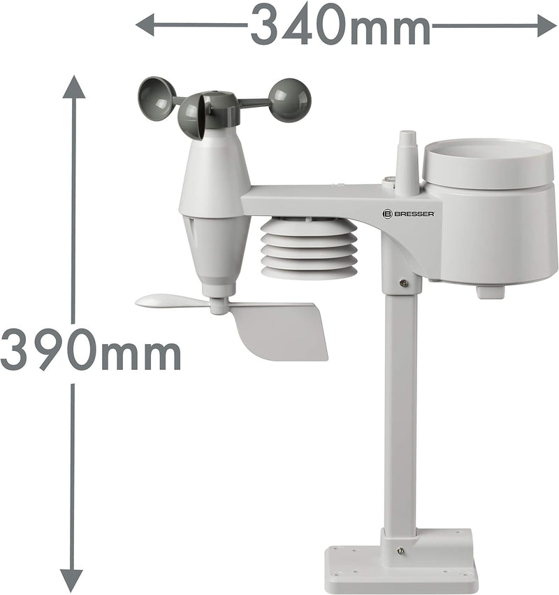 Bresser Wetterstation Funk mit Aussensensor Wetter Center 5-in-1 mit 5,7 Zoll 256 Farben Display und