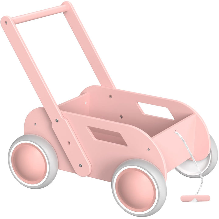 Lauflernwagen Holz, Baby Lauflernhilfe für Junge und Mädchen, Toddler Push &amp; Pull Lauflernspielzeug,
