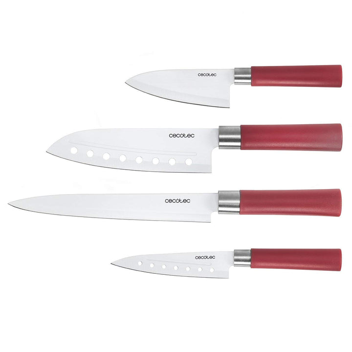 Cecotec 4er-Set Profi-Messer im japanischen Stil für den Heimgebrauch. Keramikbeschichtung Santoku K