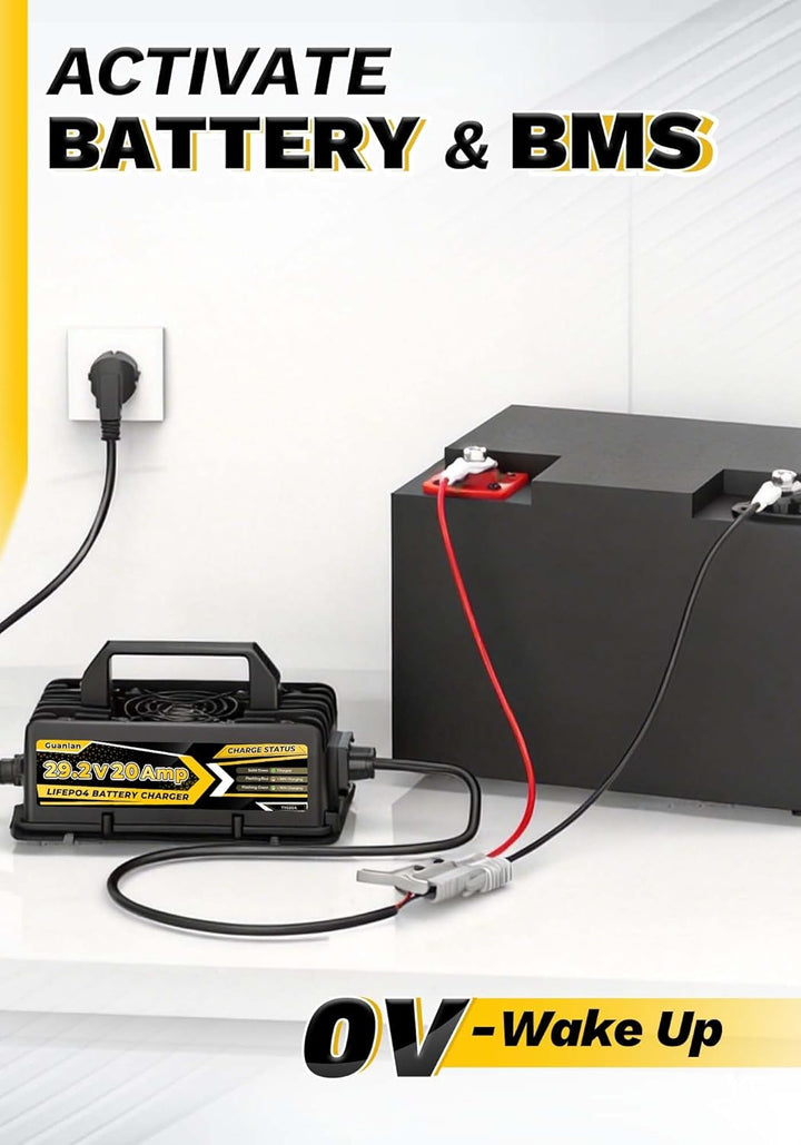 29,2V 20A Lithium Batterie Ladegerät für 24V(25,6V) LiFePO4 Batterie, 24V AC-DC Lithium LiFePO4 Batt