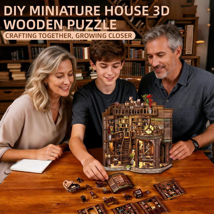 Book Nook Kit für Erwachsene - CRIOLPO DIY Miniatur Haus Holzpuzzle 3D Puppenhaus - Buchstütze für B