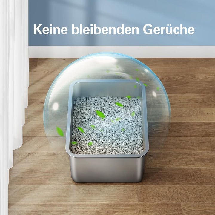 Barhon Katzenklo Edelstahl 60 x 40 x 20 cm, Katzentoilette Edelstahl für Grosskatzen mit hoher Seite