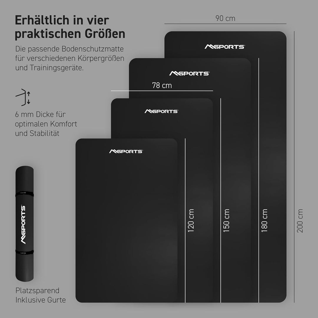 MSPORTS Bodenschutzmatte Premium für Fitnessgeräte - wiederstandsfähige Unterlage für Crosstrainer,
