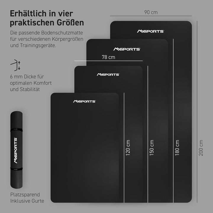 MSPORTS Bodenschutzmatte Premium für Fitnessgeräte - wiederstandsfähige Unterlage für Crosstrainer,