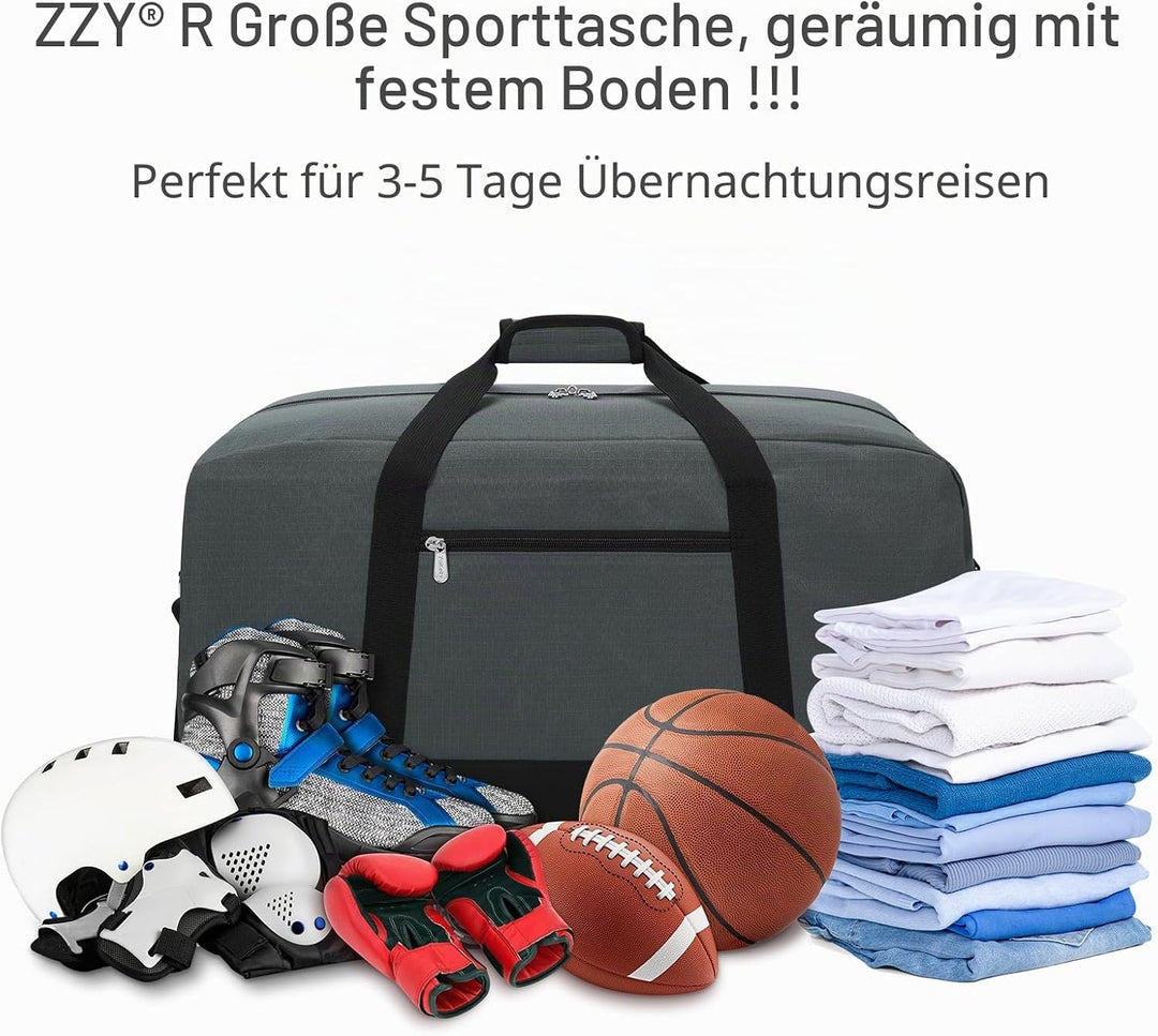 ZZY 55L Sporttasche Herren Gym Sport Tasche - 25 Zoll Reisetasche Duffle Bag mit Hartboden für Woche