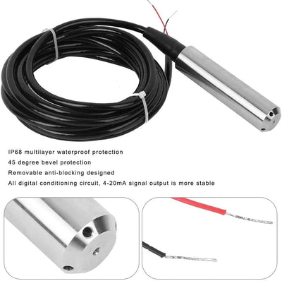 Fafeicy TL-136 Flüssigkeitsstandsmessumformer, IP68 Wasserstandssensor Detektor 24VDC 4-20 mA Signal