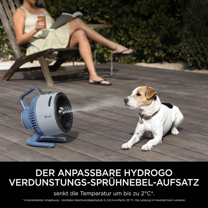 Shark FlexBreeze HydroGo Starker Ventilator mit Sprühnebel, Kühlung für drinnen & draussen, leise &