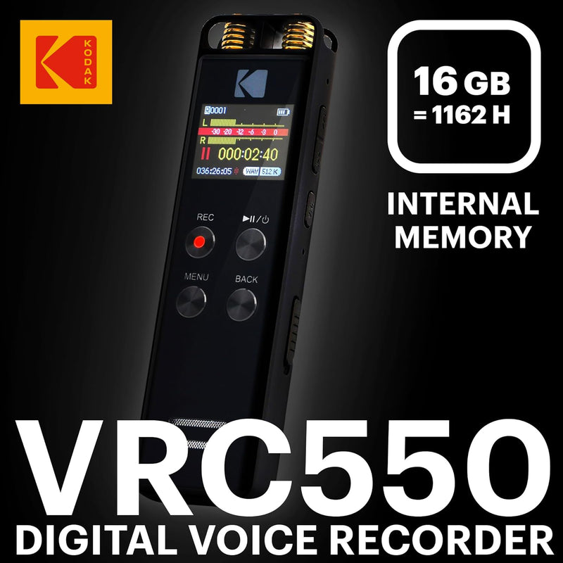 KODAK Hohe Intensität VRC550 digitaler Voice Recorder | Sprachgesteuertes wiederaufladbares Mini Dik