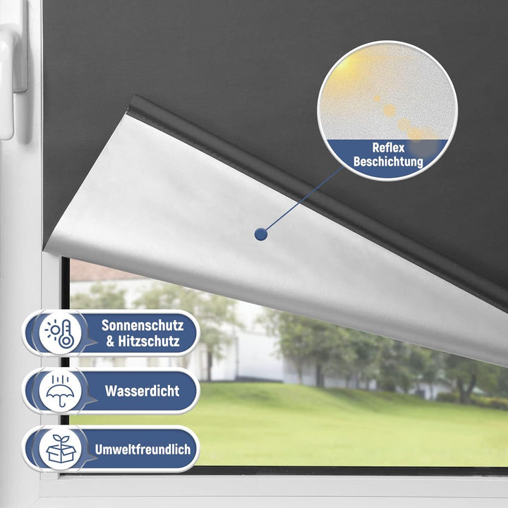 Verdunklungsrollo Klemmfix Rollo ohne Bohren Dunkelgrau B40 x H120cm-Stoffbreite 35cm Fenster Verdun