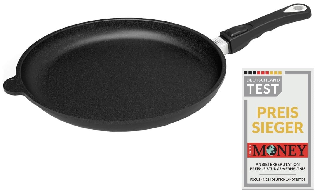 AMT Gastroguss Bratpfanne 32 cm Ø Schwenkpfanne 4 cm hoch, abnehmbarer Stiel, induktionsgeeignet, Lo