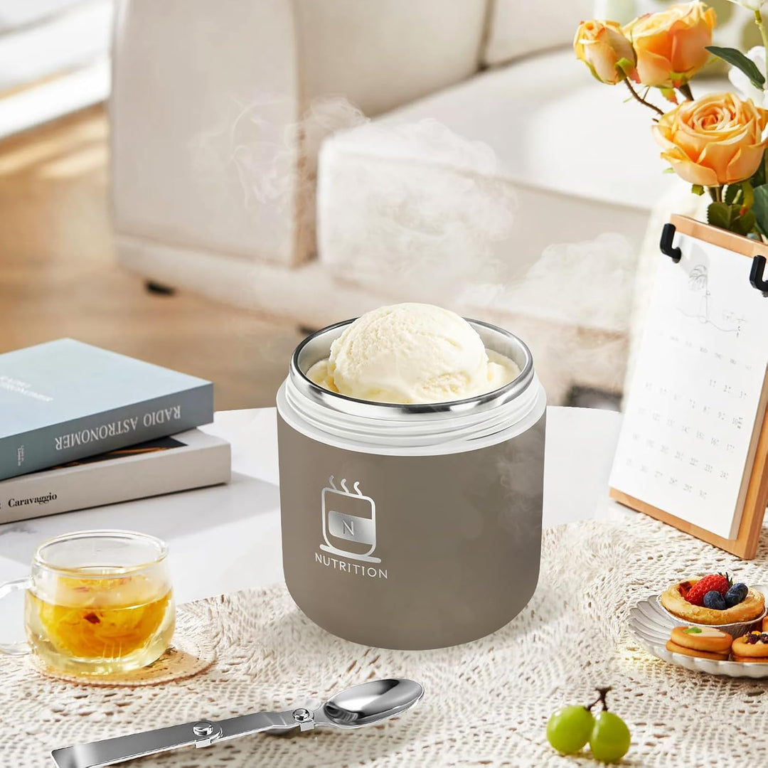 Edelstahl Müslibecher To Go 500ml, Isolierter Auslaufsicherer Joghurtbecher mit Löffel, für Haferflo