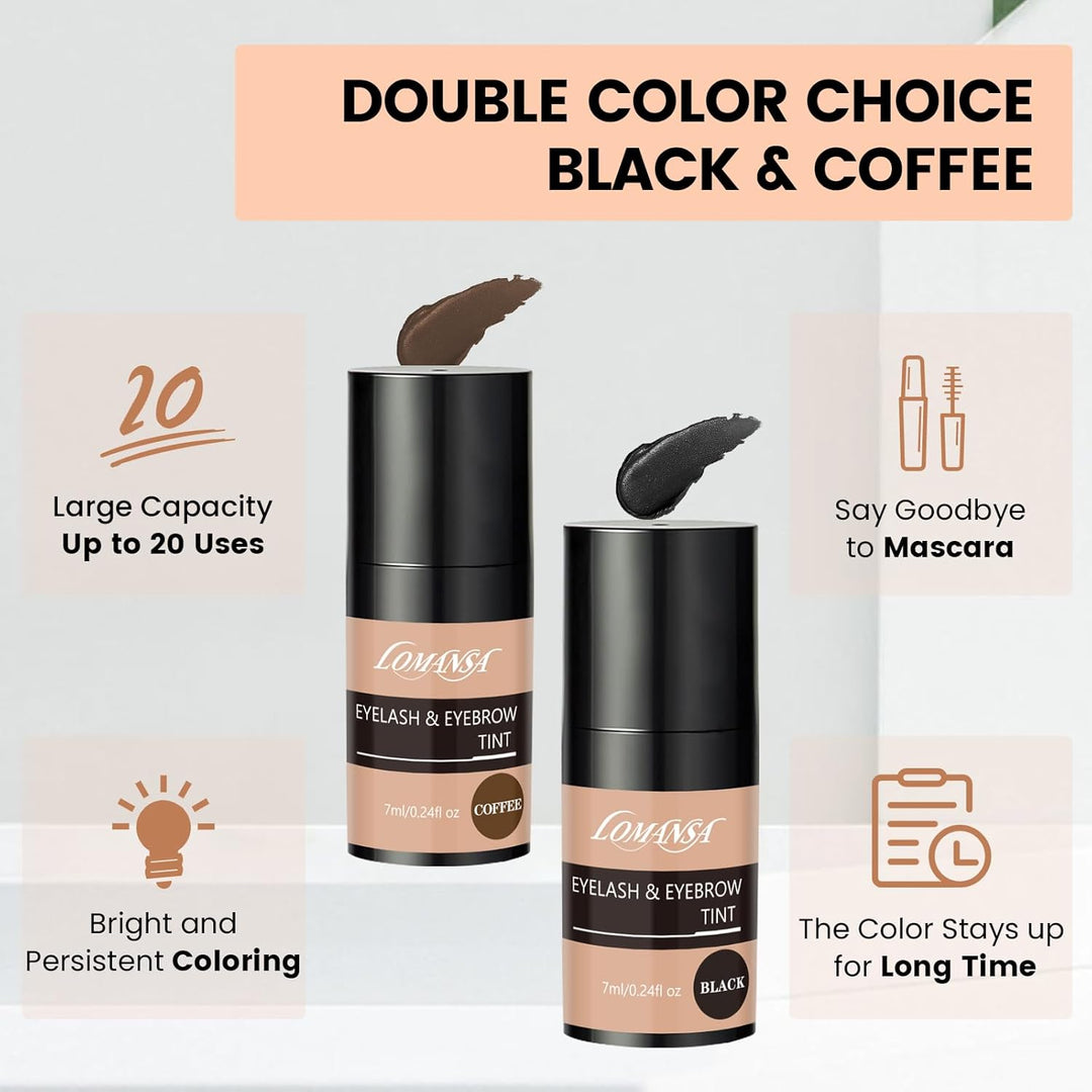 Wimpernfarbe Schwarz und Kaffee, Augenbrauenfarbe und Wimpern Färben, Einfache Bedienung, Geeignet f