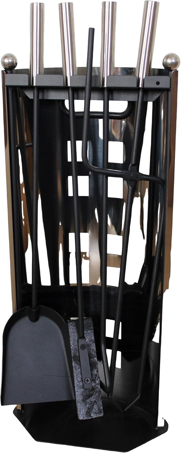 5 tlg. Kaminbesteck Edelstahl Kamingarnitur Kaminwerkzeug Ofen Besteck Kaminset (Typ 2), Typ 2