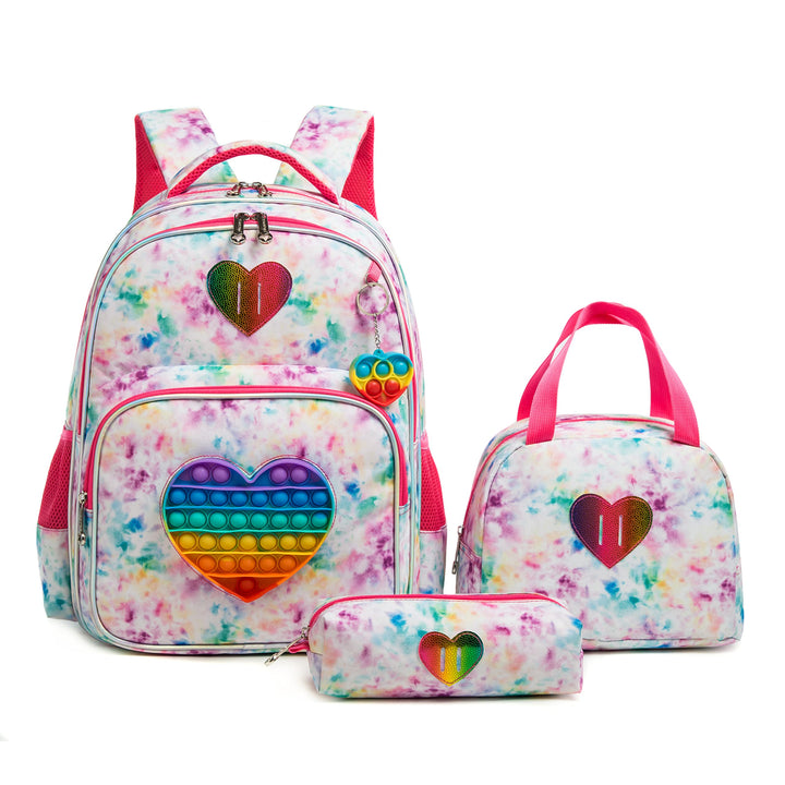 HTgroce Pop it Rucksack für Mädchen Pop Fidget Einhorn Tasche mit Lunchpaket Vorschule Kindergarten,