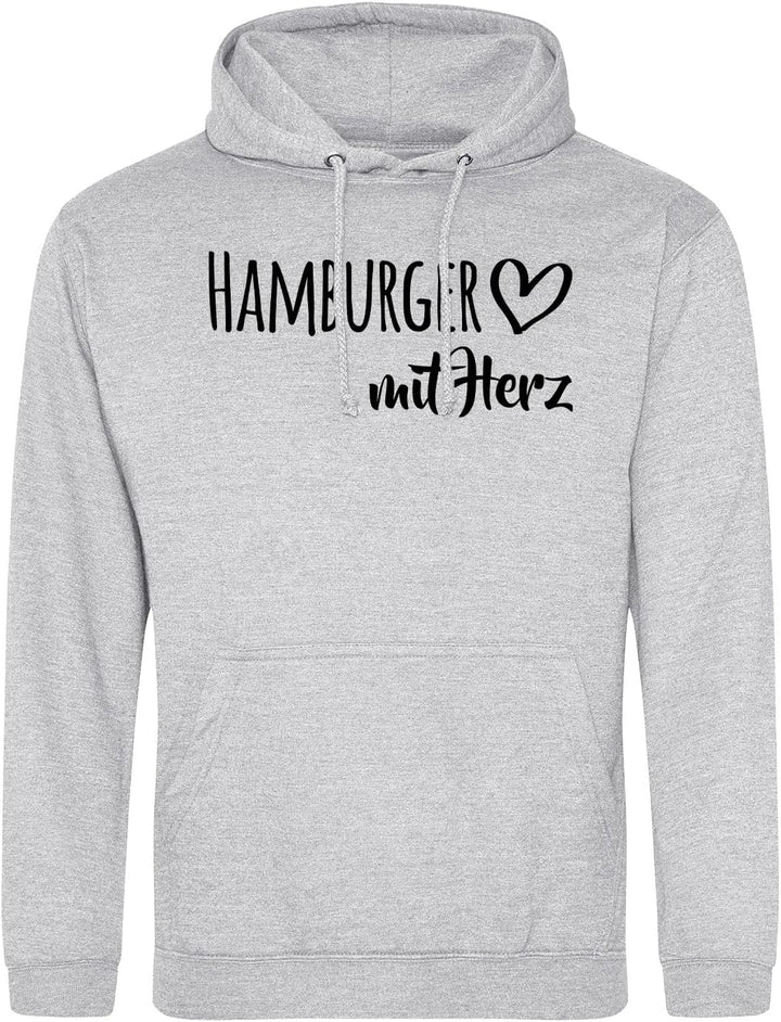 huuraa Unisex Hoodie Hamburger mit Herz Pullover Vegan Grösse XXL Heather Grey mit Motiv für die tol