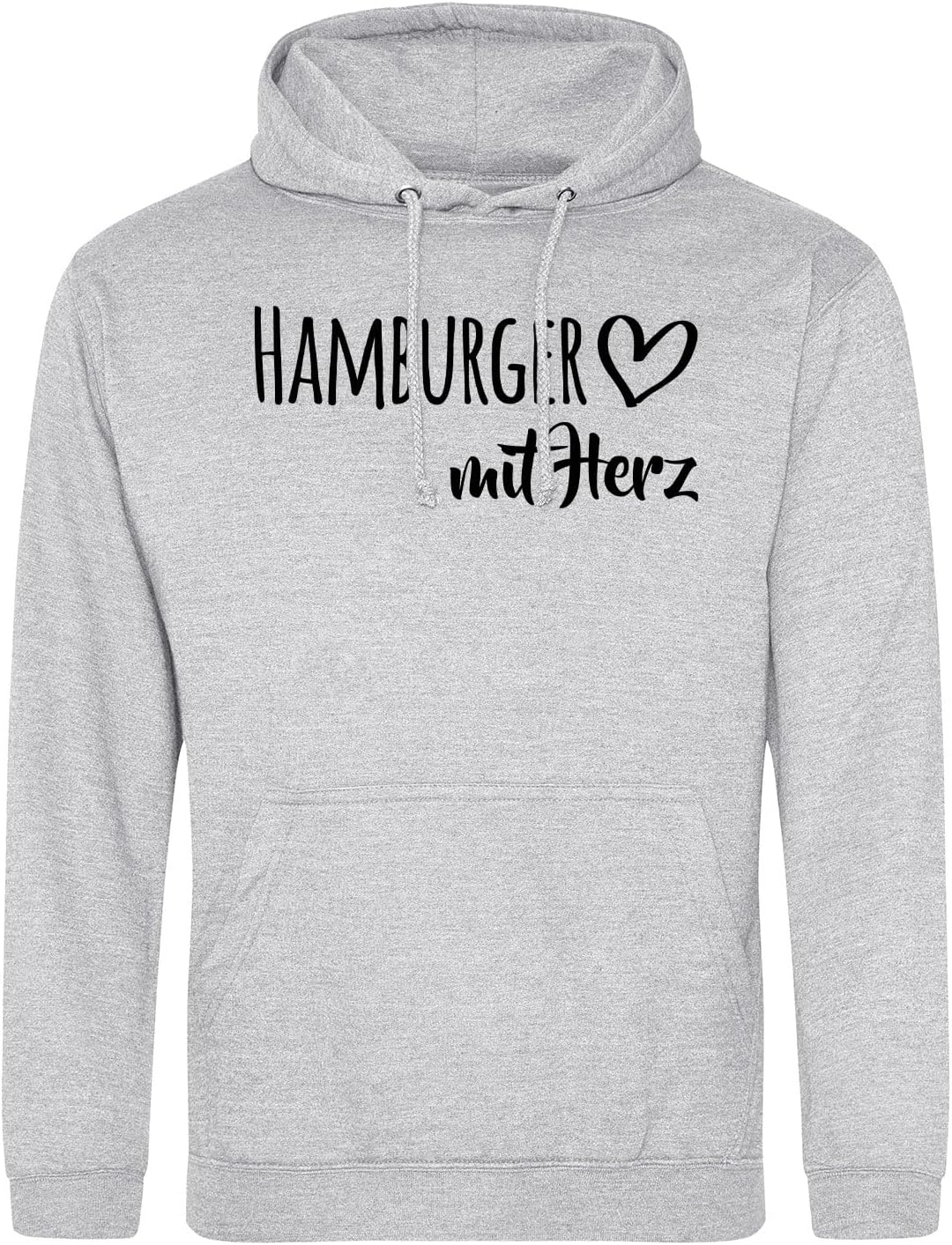 huuraa Unisex Hoodie Hamburger mit Herz Pullover Vegan Grösse 3XL Heather Grey mit Motiv für die tol