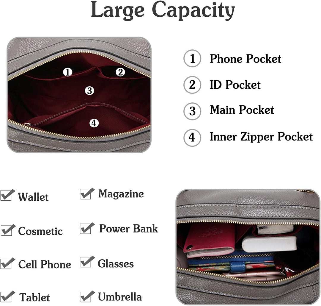 PORRASSO Elegant Handtasche Damen Schultertasche Frauen Henkeltasche Wasserdicht PU Leder Umhängetas