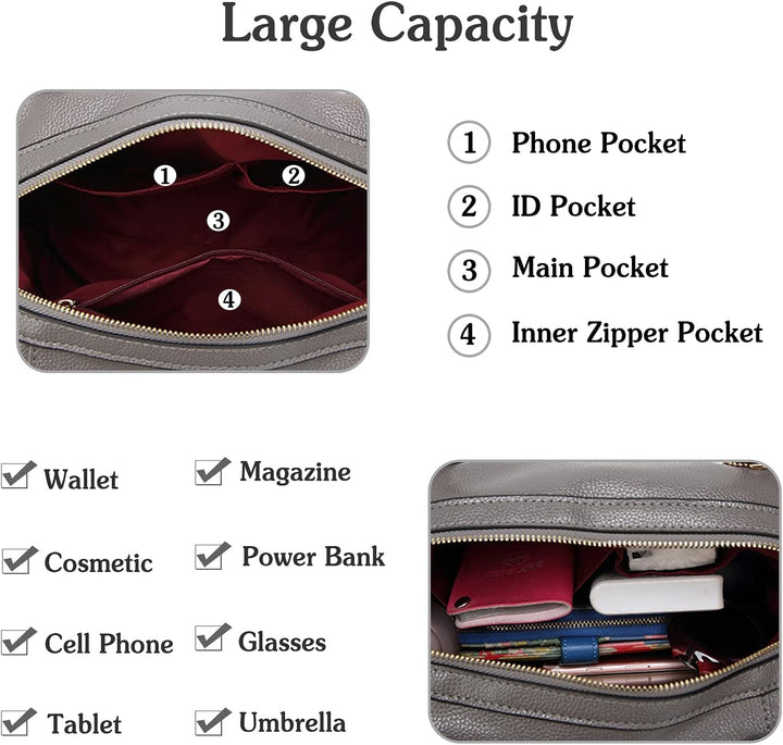 PORRASSO Elegant Handtasche Damen Schultertasche Frauen Henkeltasche Wasserdicht PU Leder Umhängetas