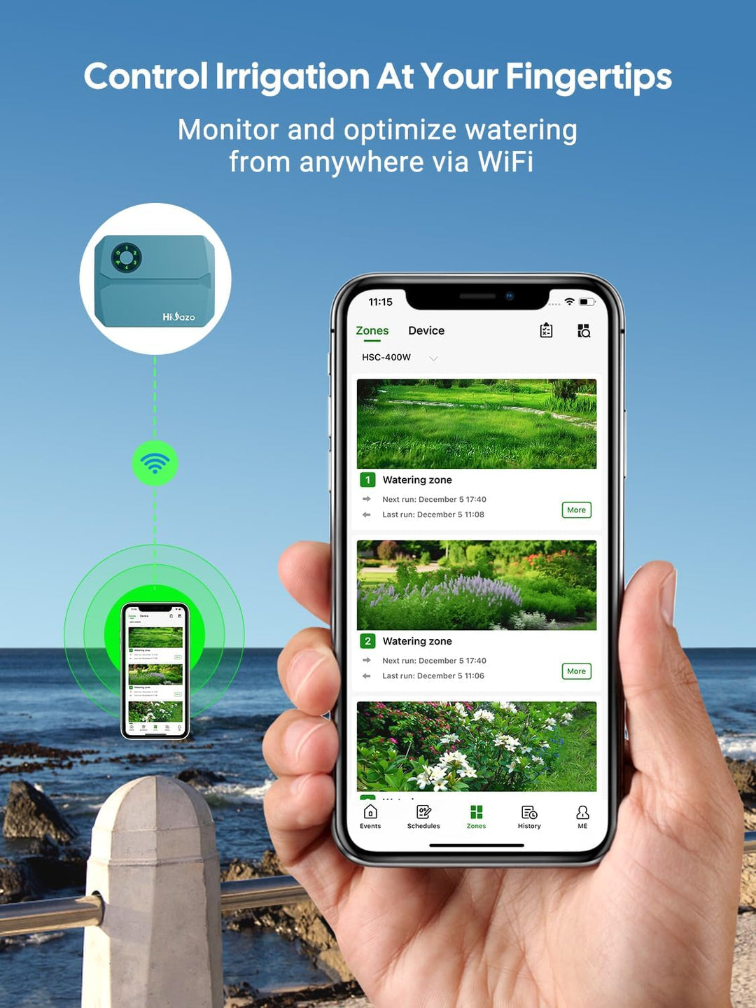 WiFi Bewässerungscomputer mit App Steuerung, 4-Zonen-Smart-Sprinkler Steuerung - 16 Bewässerungsprog