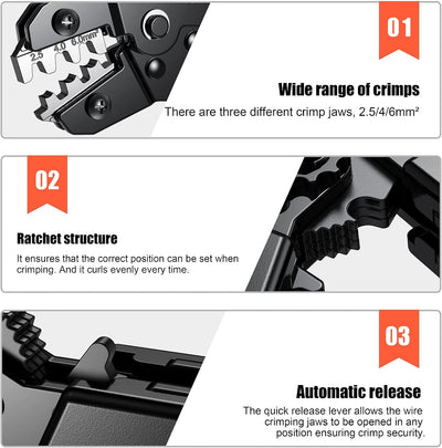 Solar Crimpzange, Preciva Solarstecker Crimpzange für 2.5/4.0/6.0mm² Solarpanel PV Kabel