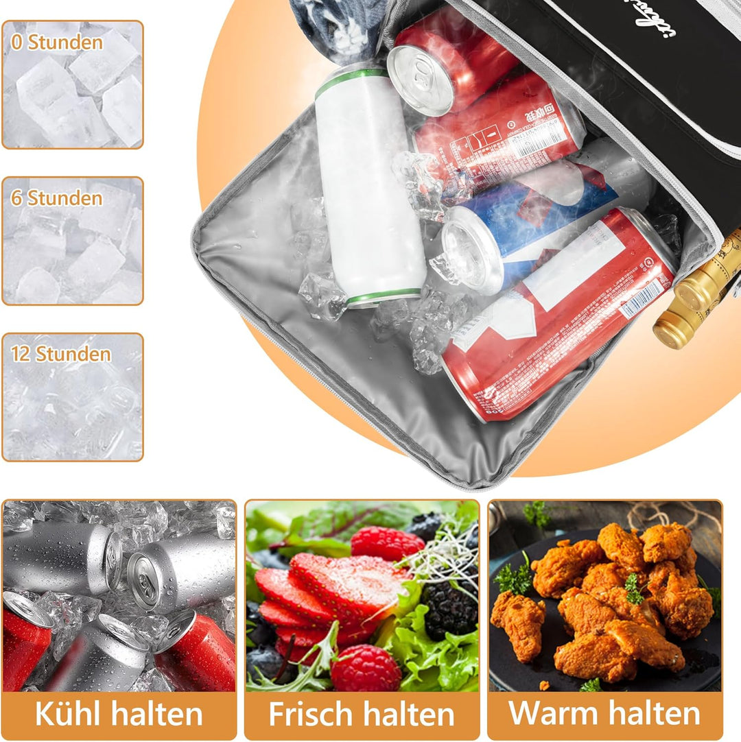 OUUTMEE Kühlrucksack, 21L Picknicktasche mit Kühlfach, Isoliert Kühltasche für Bier, Doppellagig Aus