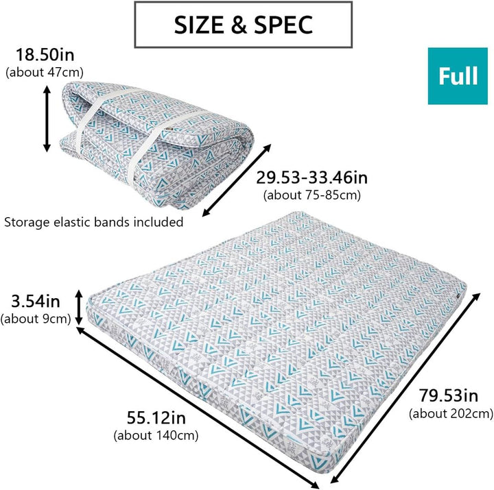 EMOOR Japanische Gepolsterte Futon Matratze Machi 140 x 202 cm Triangle-Grau (Shinsengumi Makoto), U