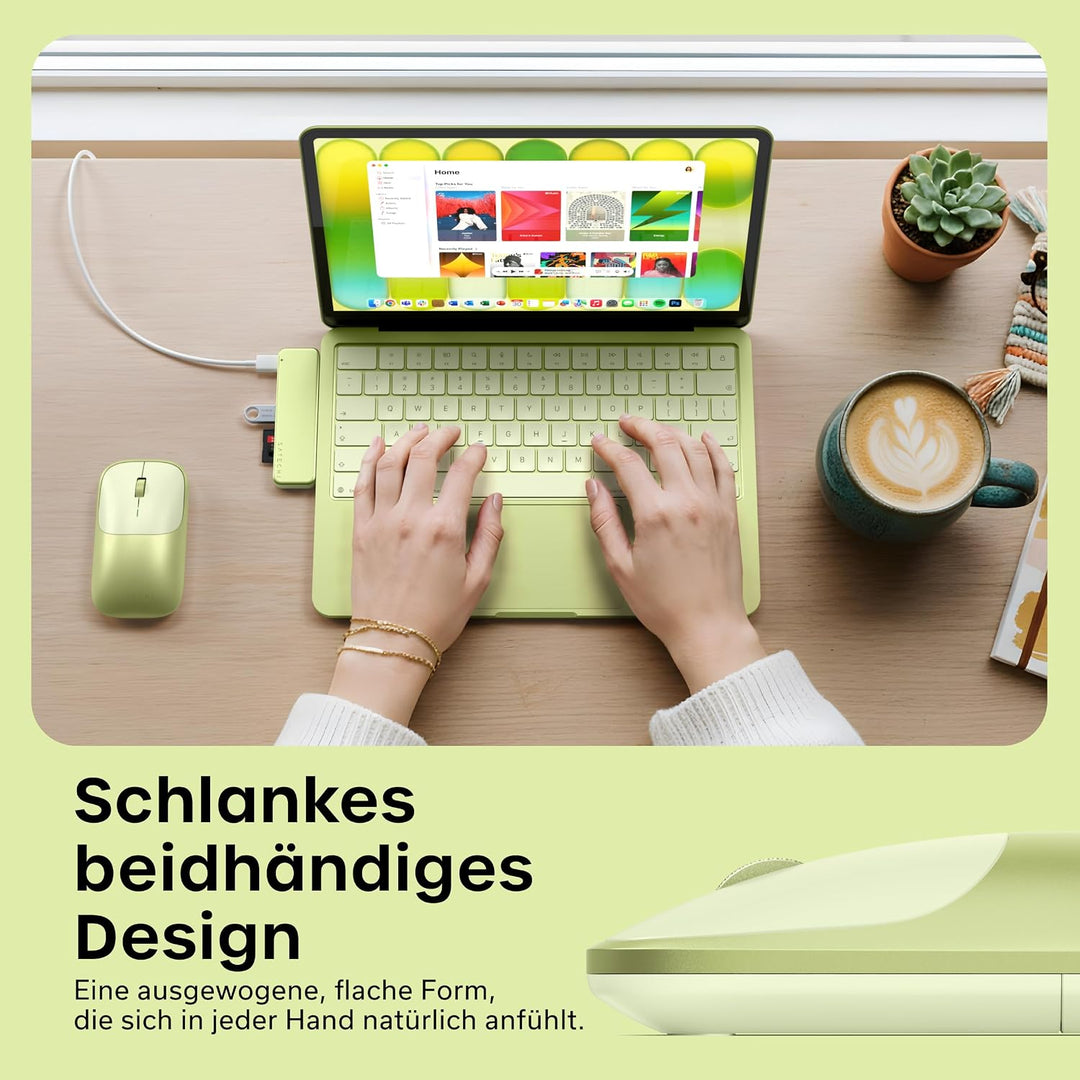 SATECHI Slim EX Bluetooth-Maus, 2,4 GHz, USB-C-Akku, Zitrus, Zitrus