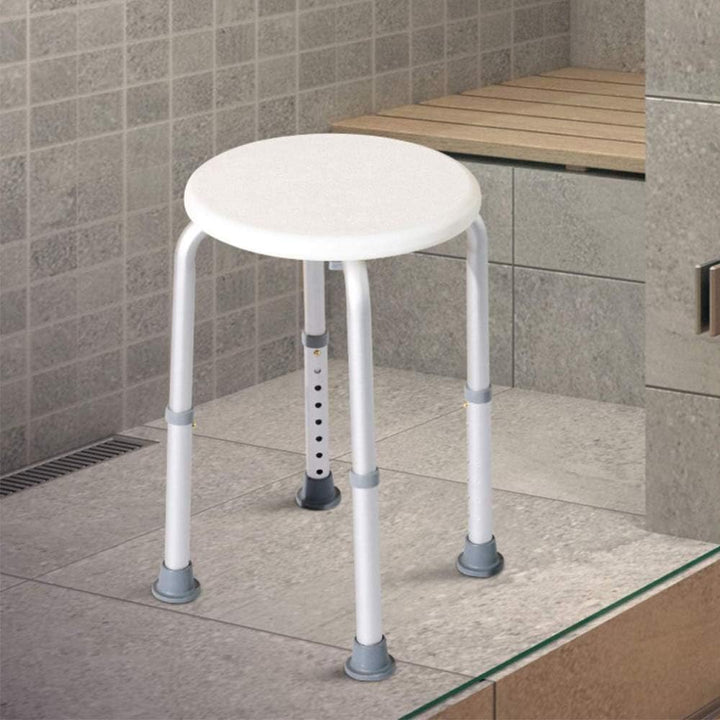 Duschhocker, höhenverstellbar 36 bis 54 cm, Duschstuhl, weiss, Aluminium, HDPE, rutschfeste Füsse, T