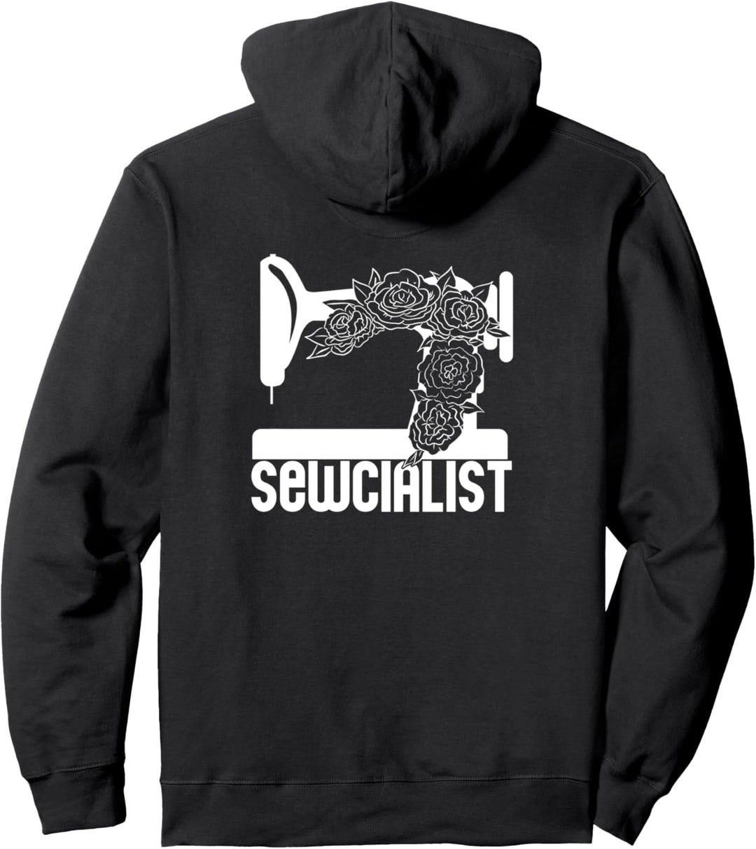 SEWCIALIST Lustige Nähmaschine Blumen Nähen Meme auf der Rückseite Pullover Hoodie