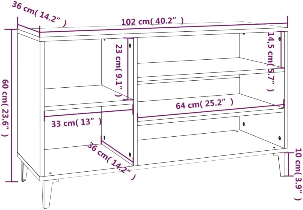 FIRBNUS Schuhregal Weiss 102x36x60 cm Holzwerkstoff Schuhorganizer Stauraum Schrank Schuhaufbewahrun