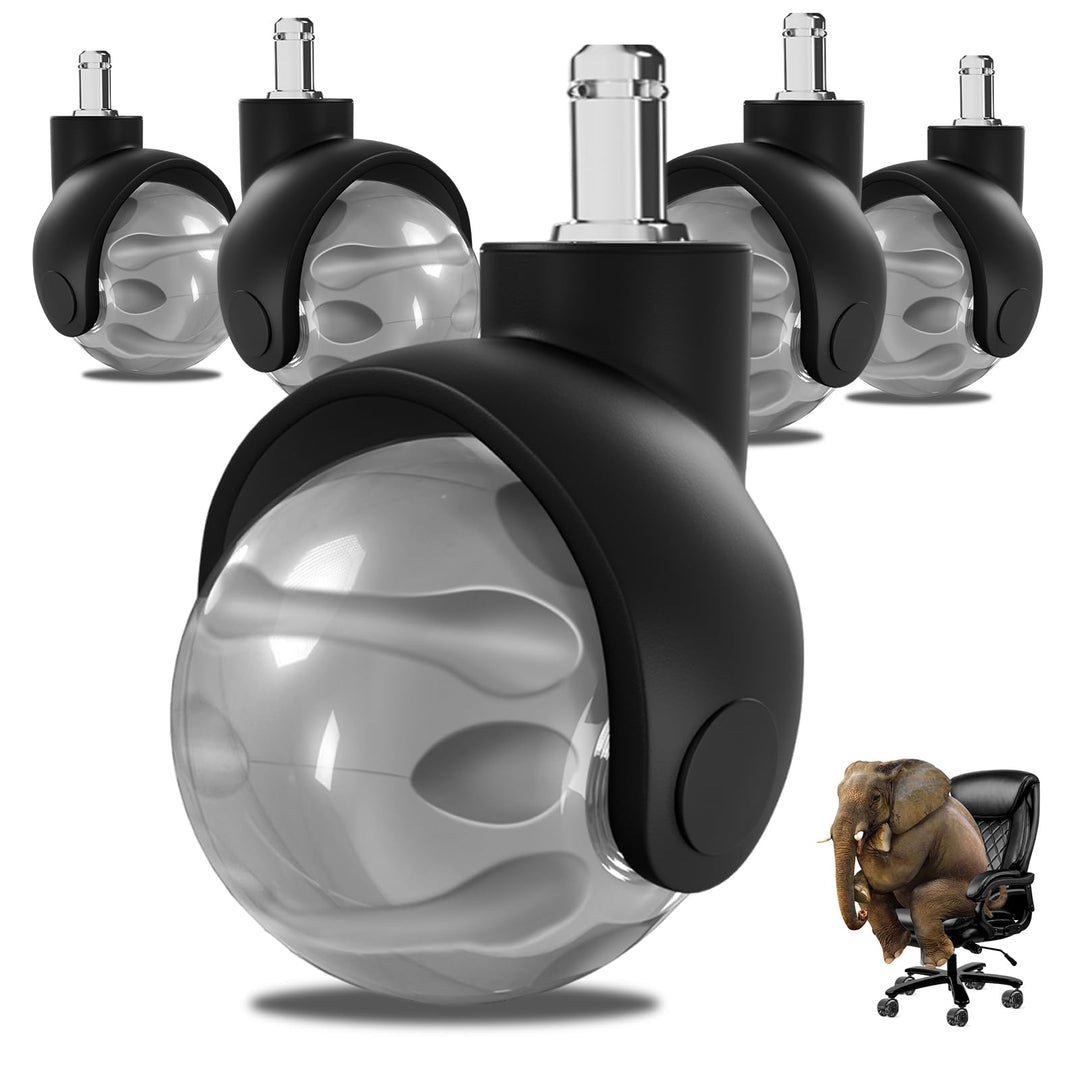 Sytopia Bürostuhl Rollen 5er Set in Grau, Rollen für Bürostühle 11 x 22 mm für Teppichböden, Hartbod