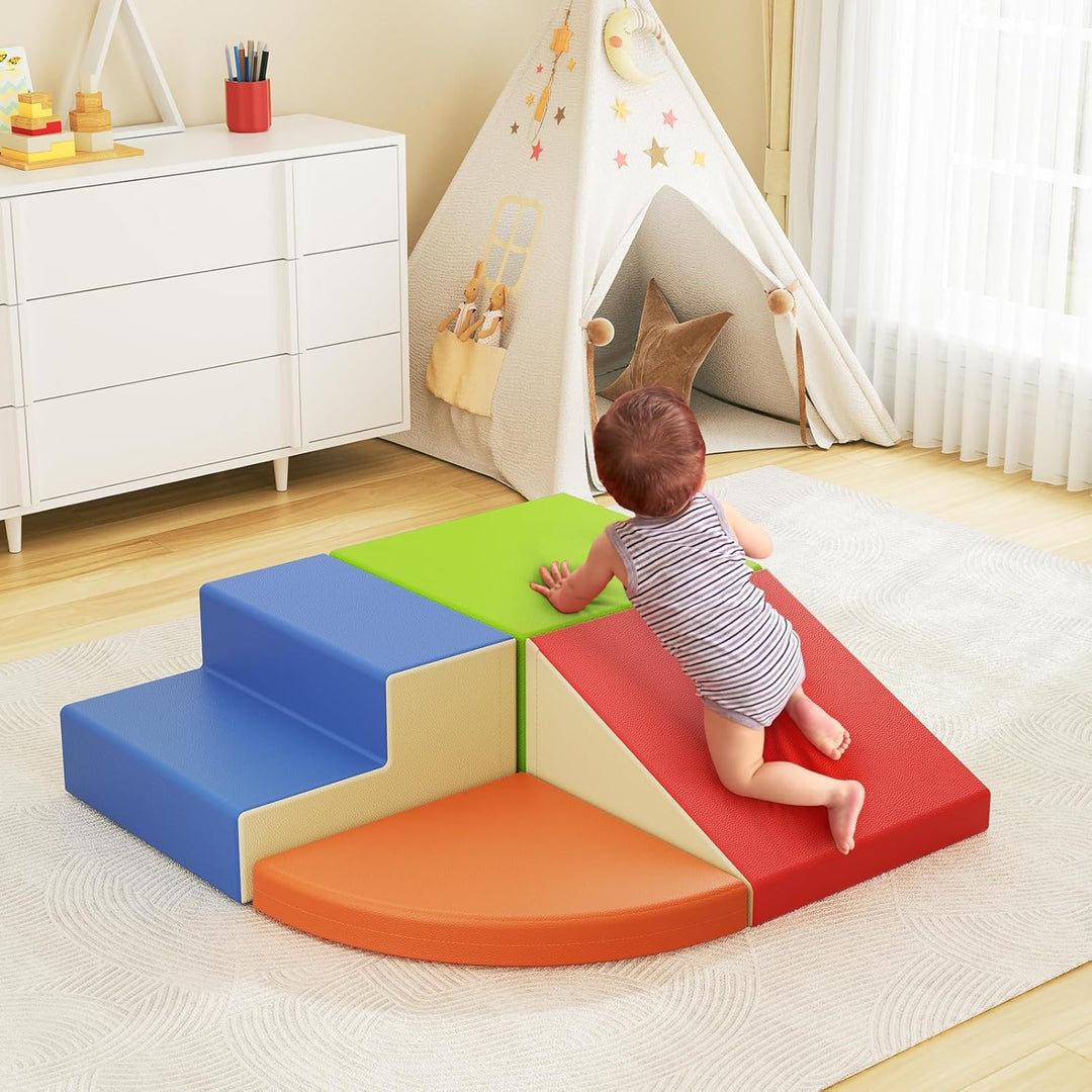 STYPLZ Schaumstoff Bausteine Kinder,Soft Play 4stk Softbausteine Klettern Riesenbausteine Motorik Gr